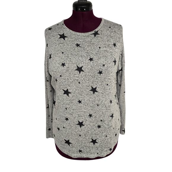 Women's Buffalo David Bitton Gray Lightweight Knit Top w/ Stars | Size Small - Picture 1 of 11